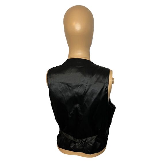 VTG MODAL of NEW YORK Black Leather Cut to Fit Dress Vest Snap Buttons Medium - Picture 4 of 6